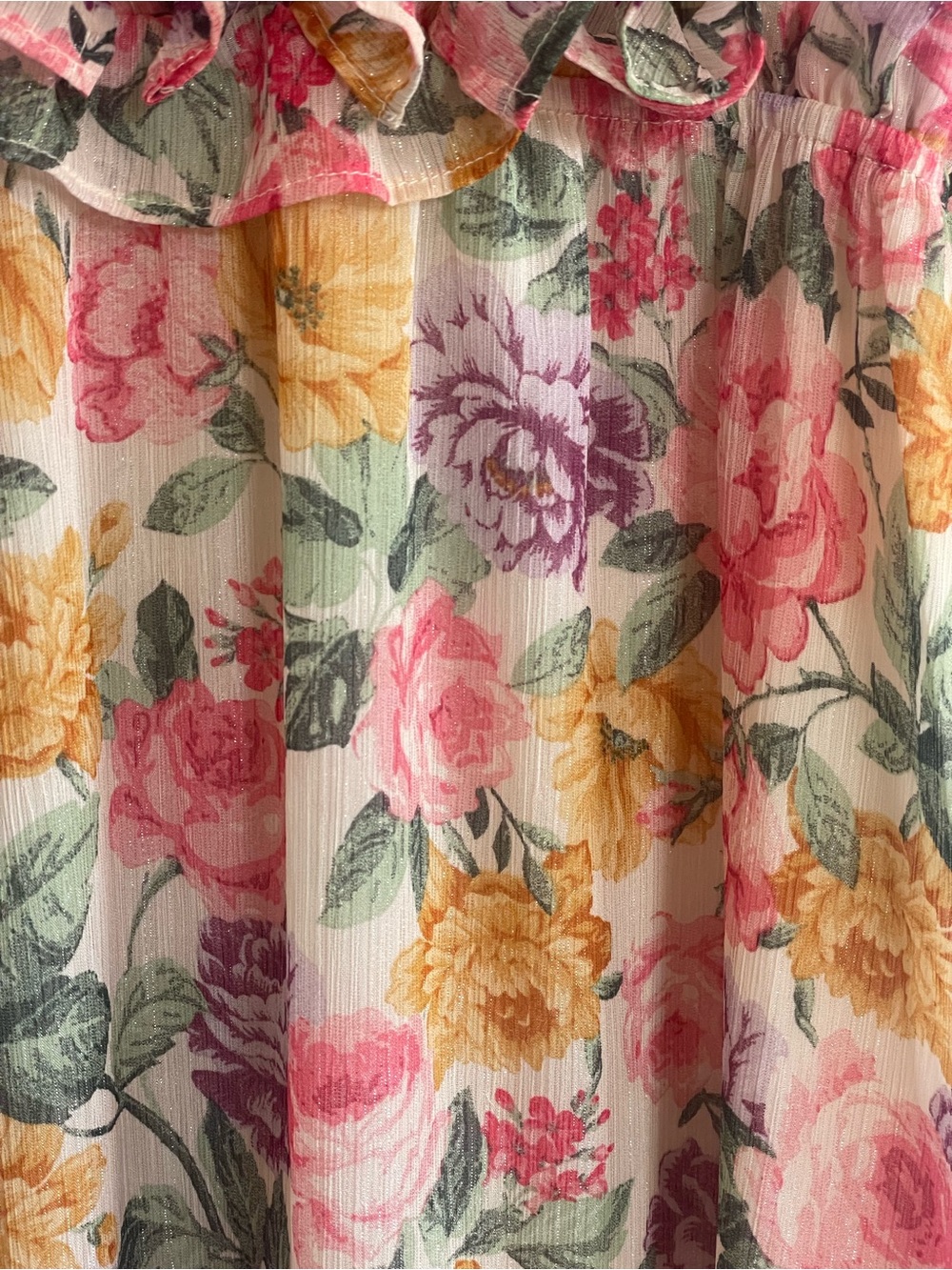 Storia Floral Tiered Ruffle Maxi Dress Pink Yellow Cottagecore Garden Wedding - Picture 9 of 9